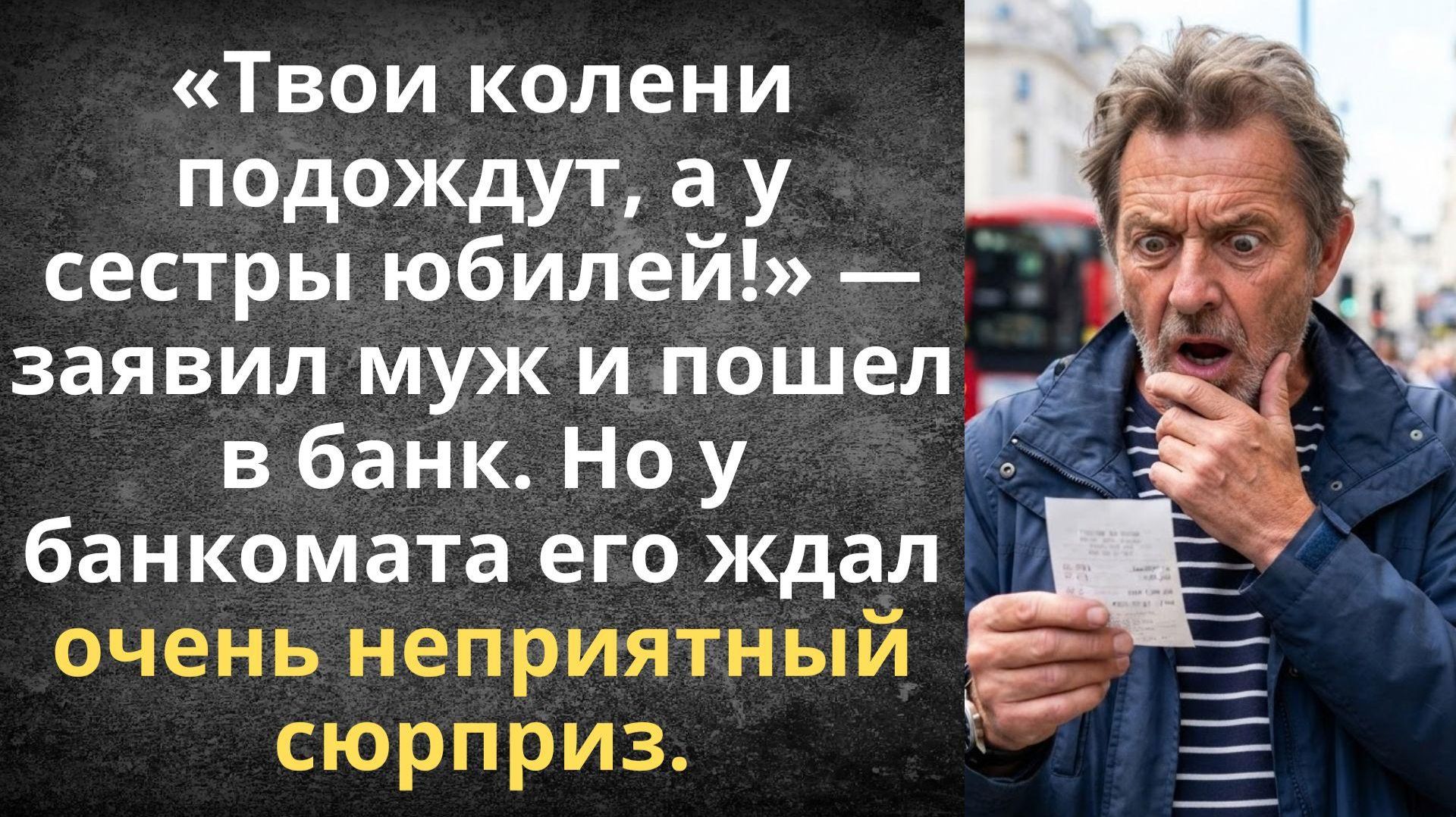 Твои колени подождут а у сестры юбилей!  заявил муж и пошел в банк  Истории из жизни