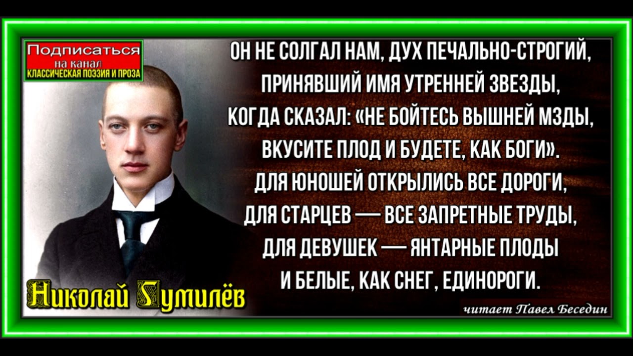 Потомки Каина ,Николай Гумилёв , Русская Поэзия , читает Павел Беседин