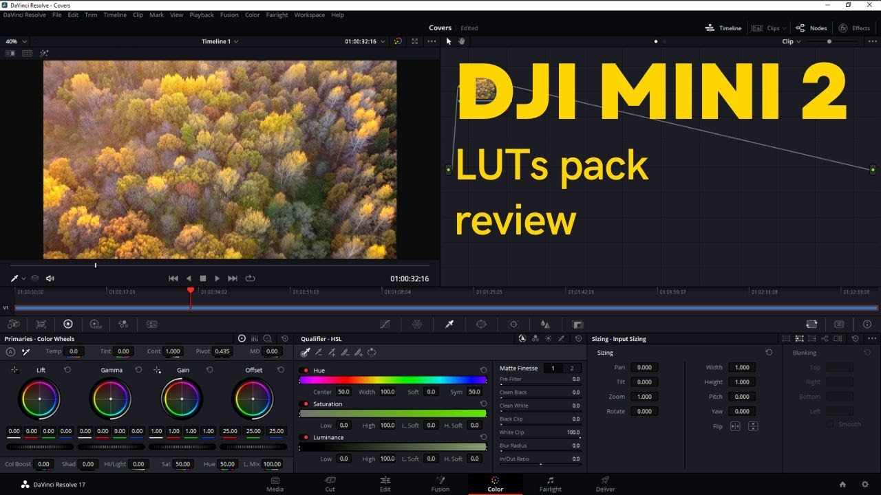 Обзор и тест LUT Pack для DJI Mini 2. Davinci Resolve