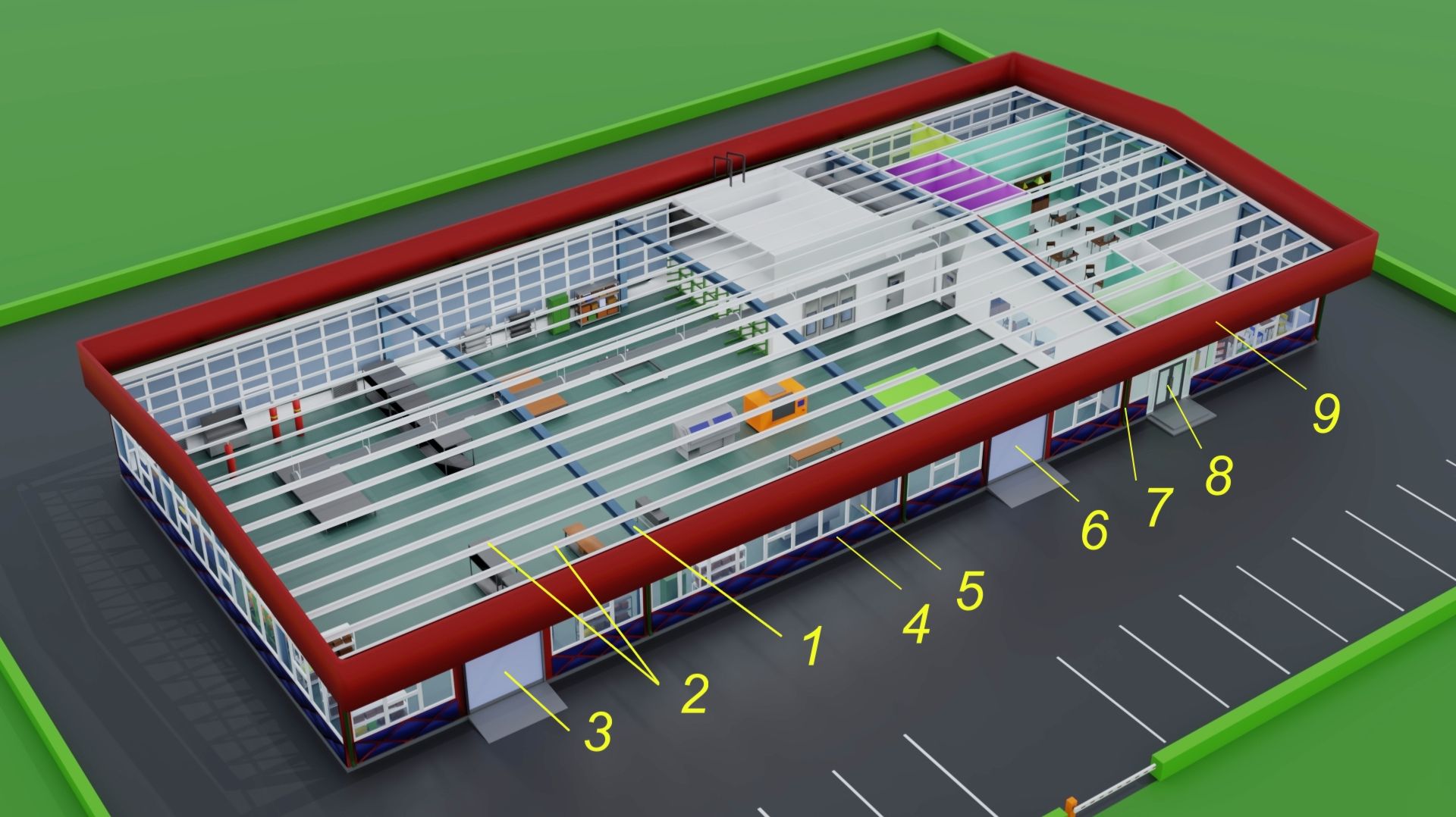 Установка раздевалки Мини-завода в 3D-конструкторе Dubina