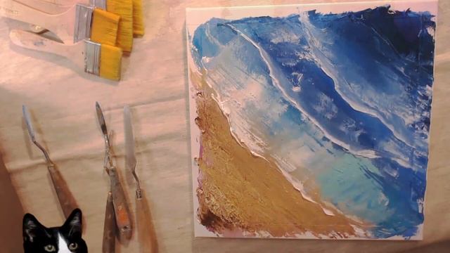Рисуем мастихином Морской Пляж |Морской Пейзаж Живопись маслом