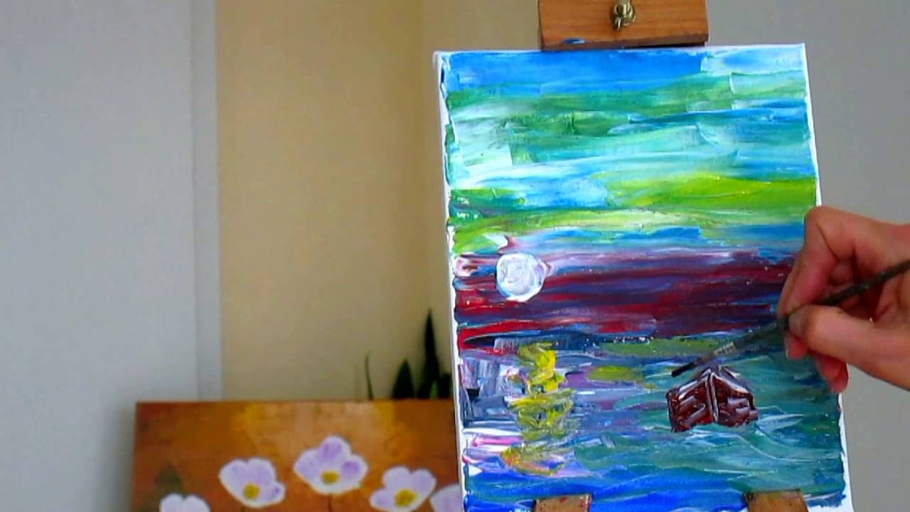 Как нарисовать.Пейзаж.Мастихин.Demo.How To Paint With A Palette Knife.Tutorial.Landscape With A Boat