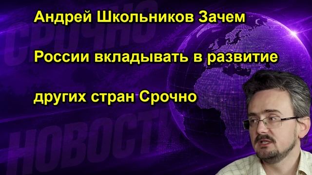 Андрей Школьников Зачем России вкладывать в развитие других стран Срочно