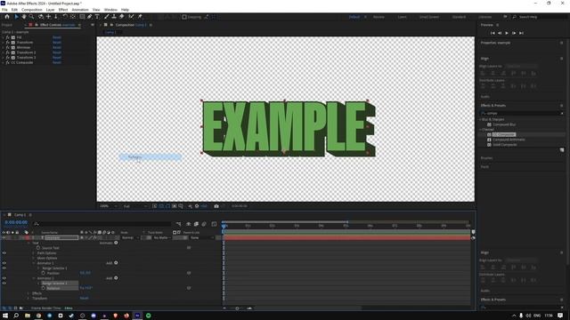 Анимация Текста в After Effects/Пресет After Effects