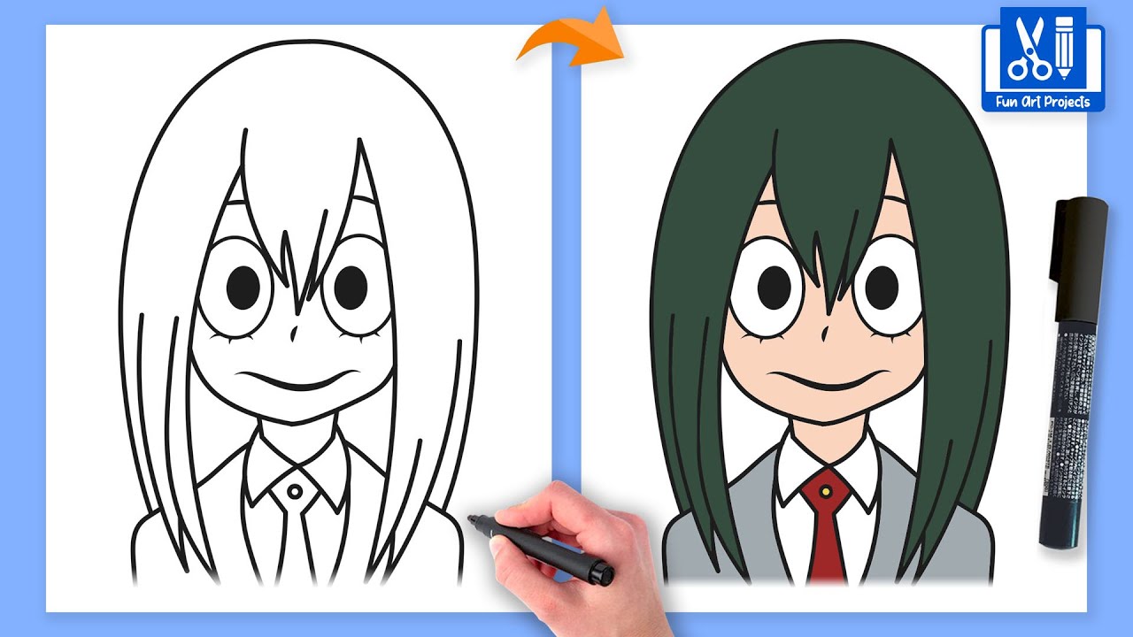 How To Draw Tsuyu Asui (My Hero Academia) | Anime Drawing Easy Step By Step