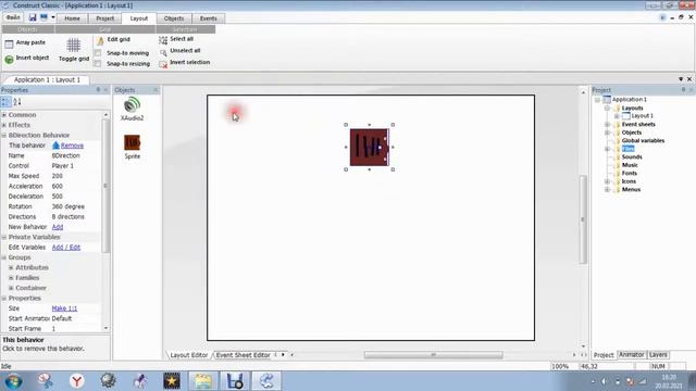 Как реализовать звук шагов в Construct Classic (конструкт классик)?