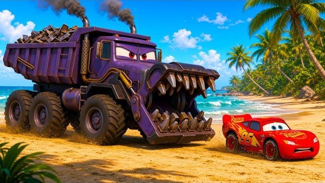Эпичный побег: Молния Маккуин против мусоровоза-монстр-трака в BeamNG.drive