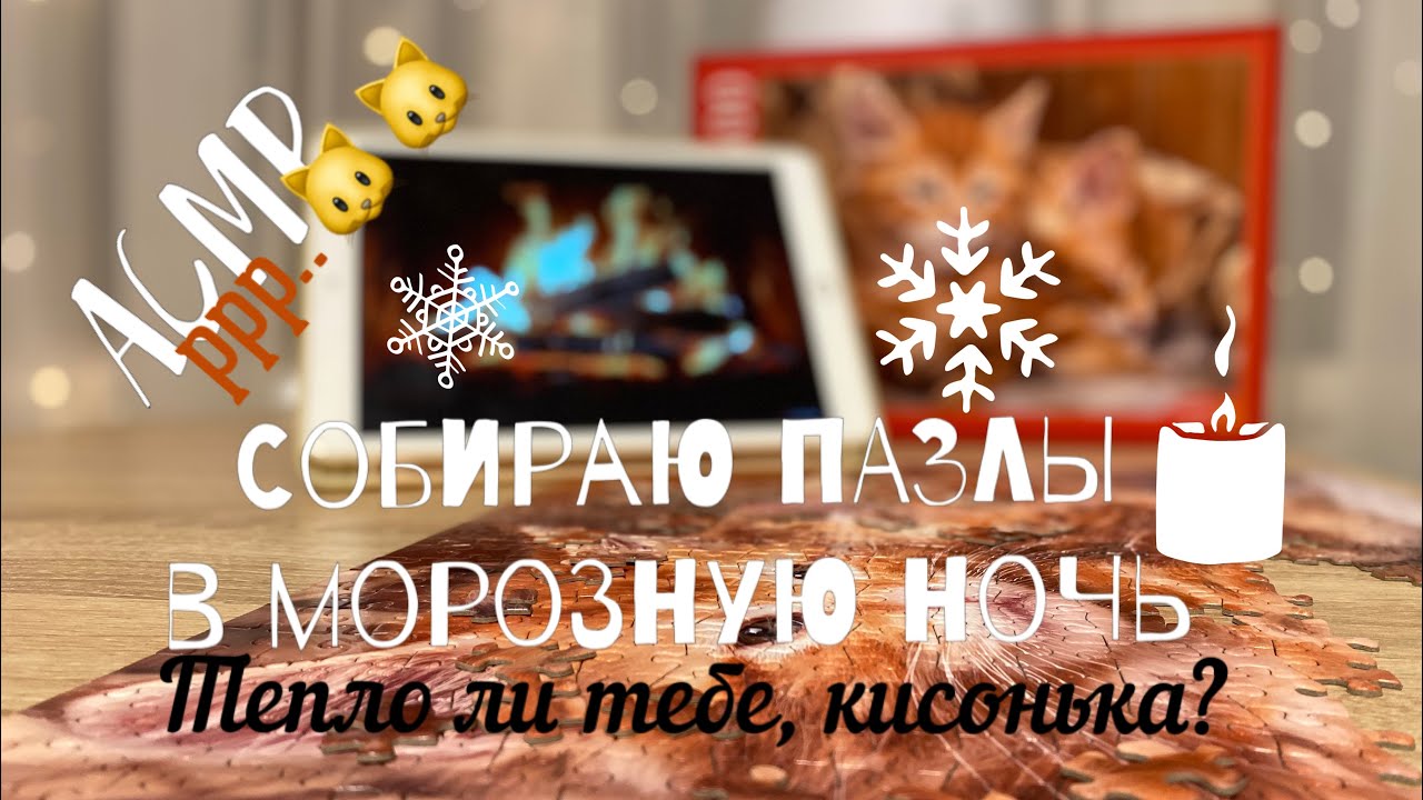АСМР ПАЗЛЫ  Рыжие КОТЯТА  Медленная Сборка Деталей под ХРУСТ КАМИНА  Без разговоров 