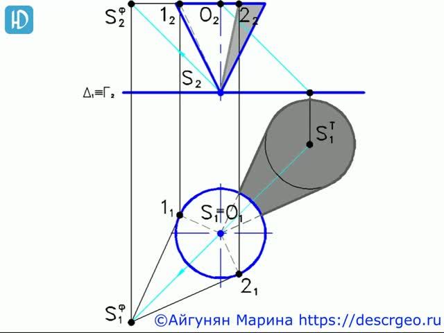 4.9. Тень от обратного конуса на горизонтальную плоскость