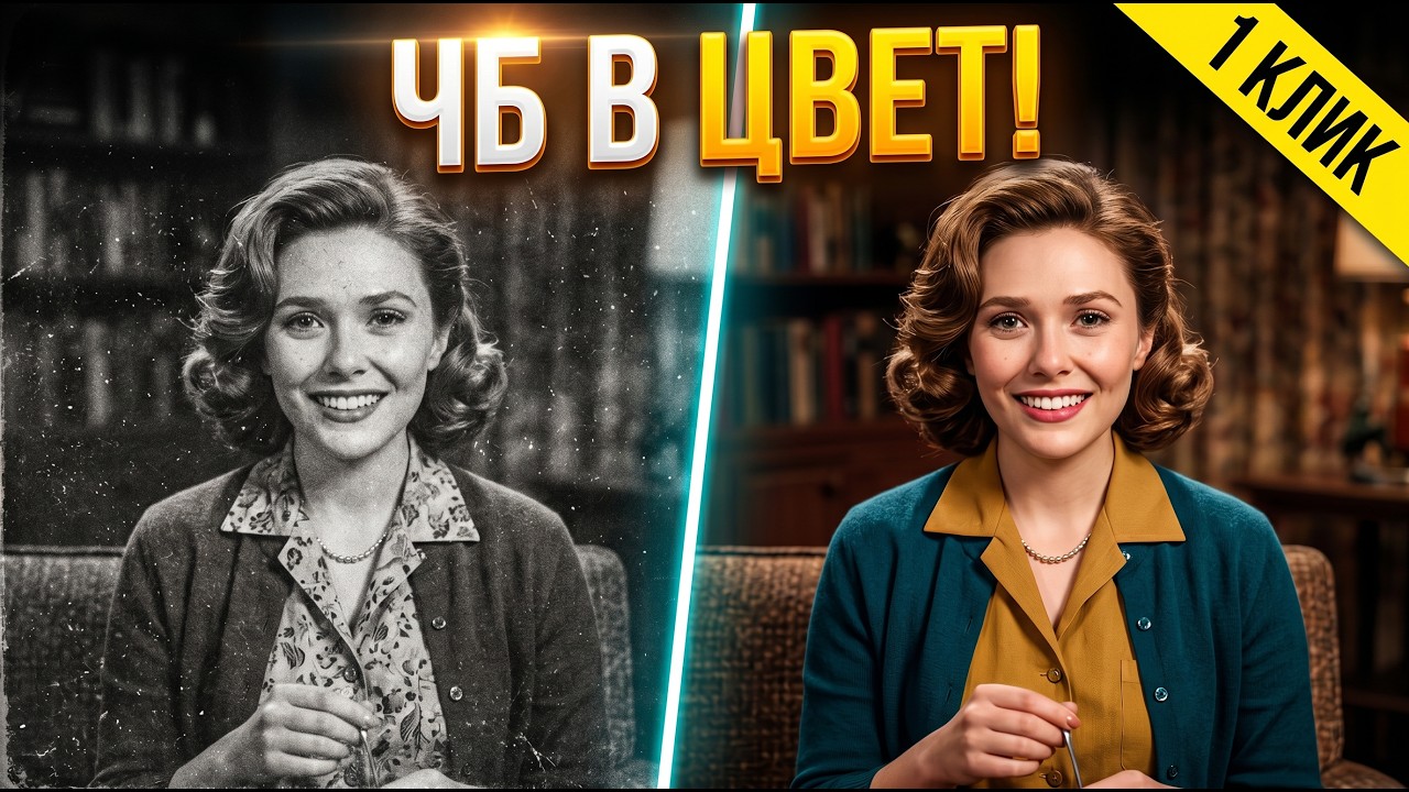 Как сделать ЧЕРНО-БЕЛОЕ ФОТО ЦВЕТНЫМ за 1 минуту? Нейросеть 2026