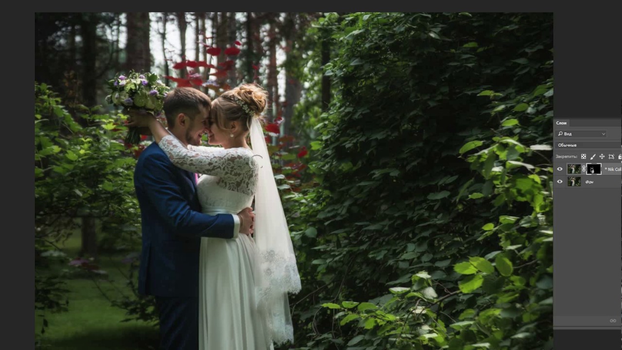 Ретушь свадебной фотографии.