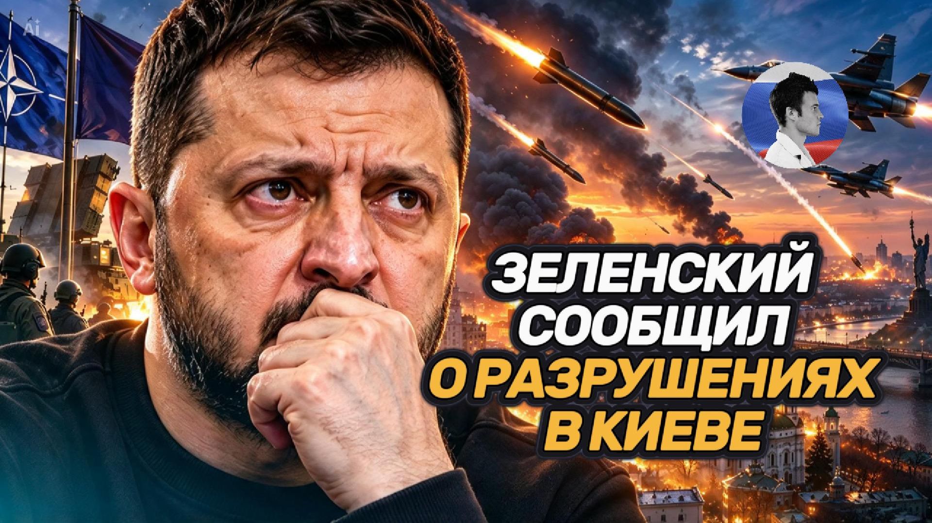 Зеленский сообщил о разрушениях в Киеве. Макрон выразил негодование