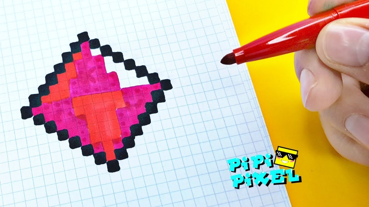 ЛЕГКО НАРИСОВАТЬ ! PIXEL ART Diamond КРАСНЫЙ АЛМАЗ ! РИСУНКИ ПО КЛЕТОЧКАМ HOW TO DRAW