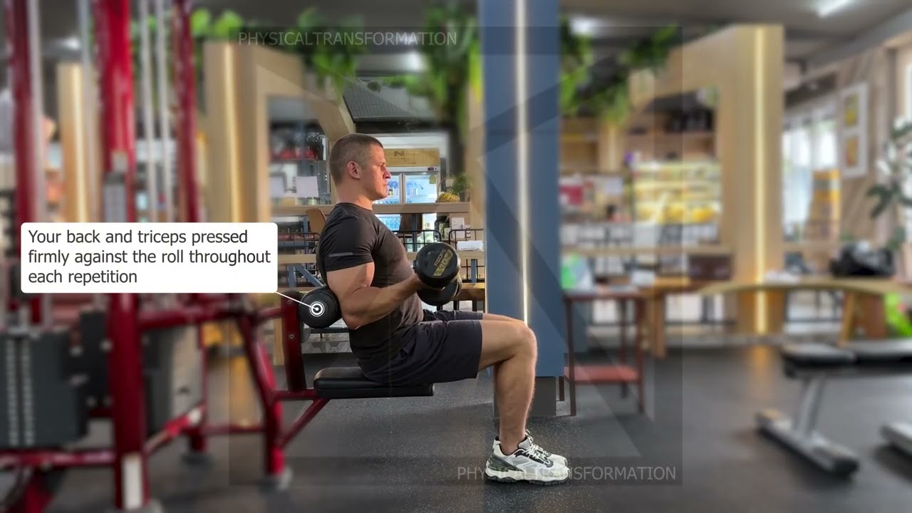Roller Supported Seated Biceps Curls (Бицепс с упором о валик)