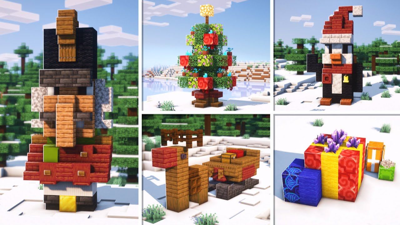 МАЙНКРАФТ 10 идей и лайфхаков для рождественских построек - Minecraft новые видео