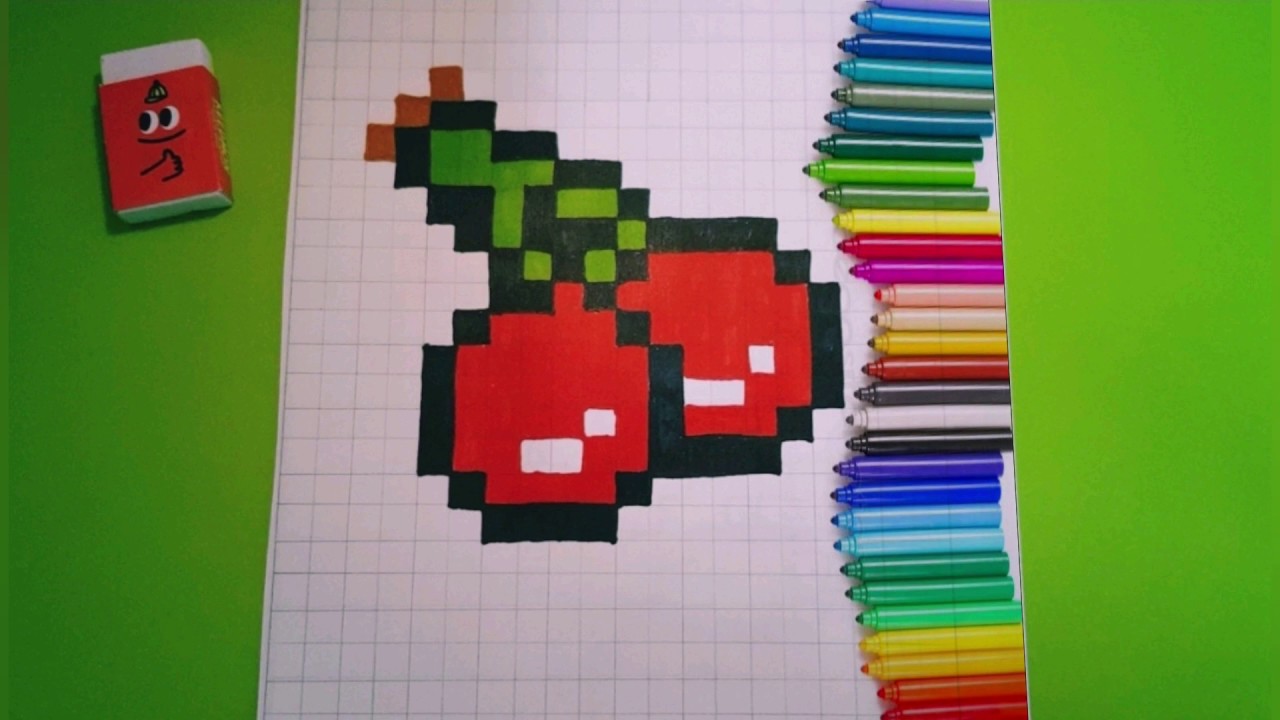 How To Draw A Cherry Easy - Pixel Art - Step By Step. #pixelart