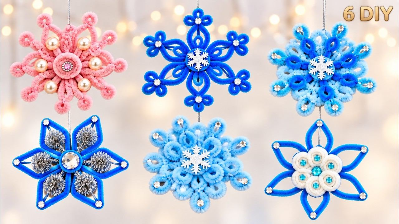 6 DIY Pipe Cleaner Snowflakes | Christmas Ornaments & Winter Decor