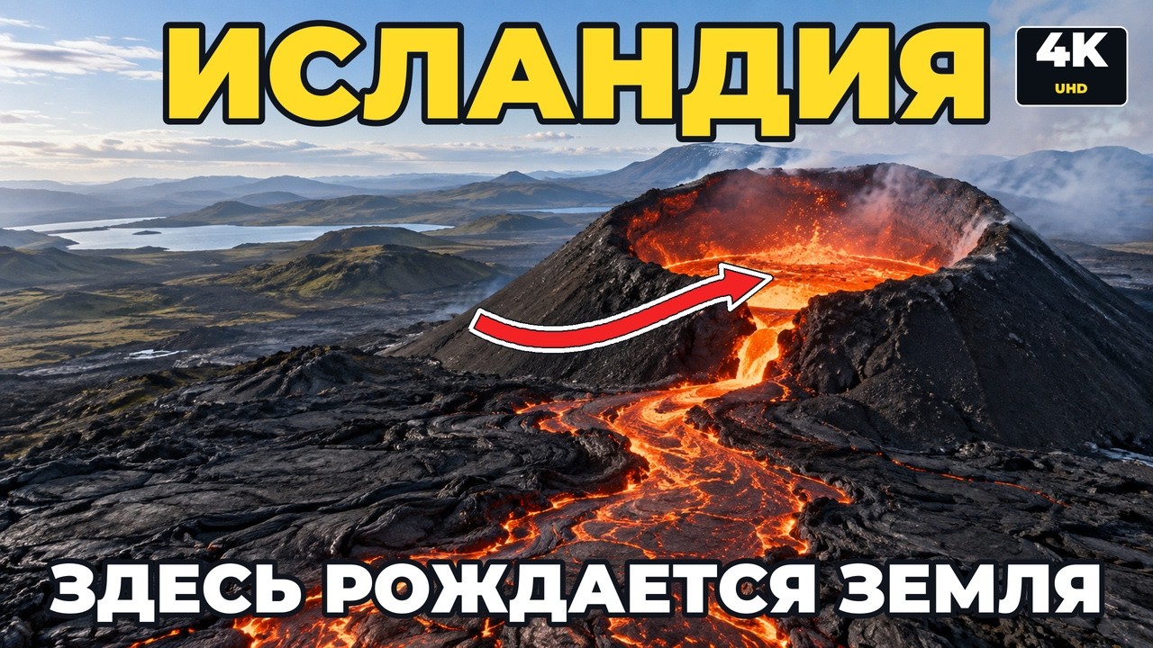 Исландия: как рождается новая земля | Вулканы, ледники и гейзеры 4K