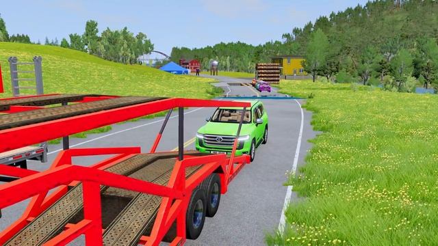 Flatbed Truck McQueen Transportation with Truck Pothole vs Car 34 BeamNG Drive