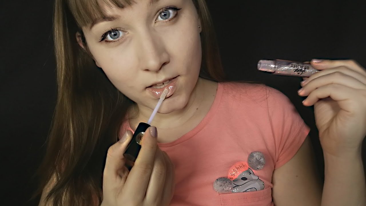 АСМР Блеск для губ Липкие звуки рта Движения руками ASMR mouth soundslipgloss hand movements