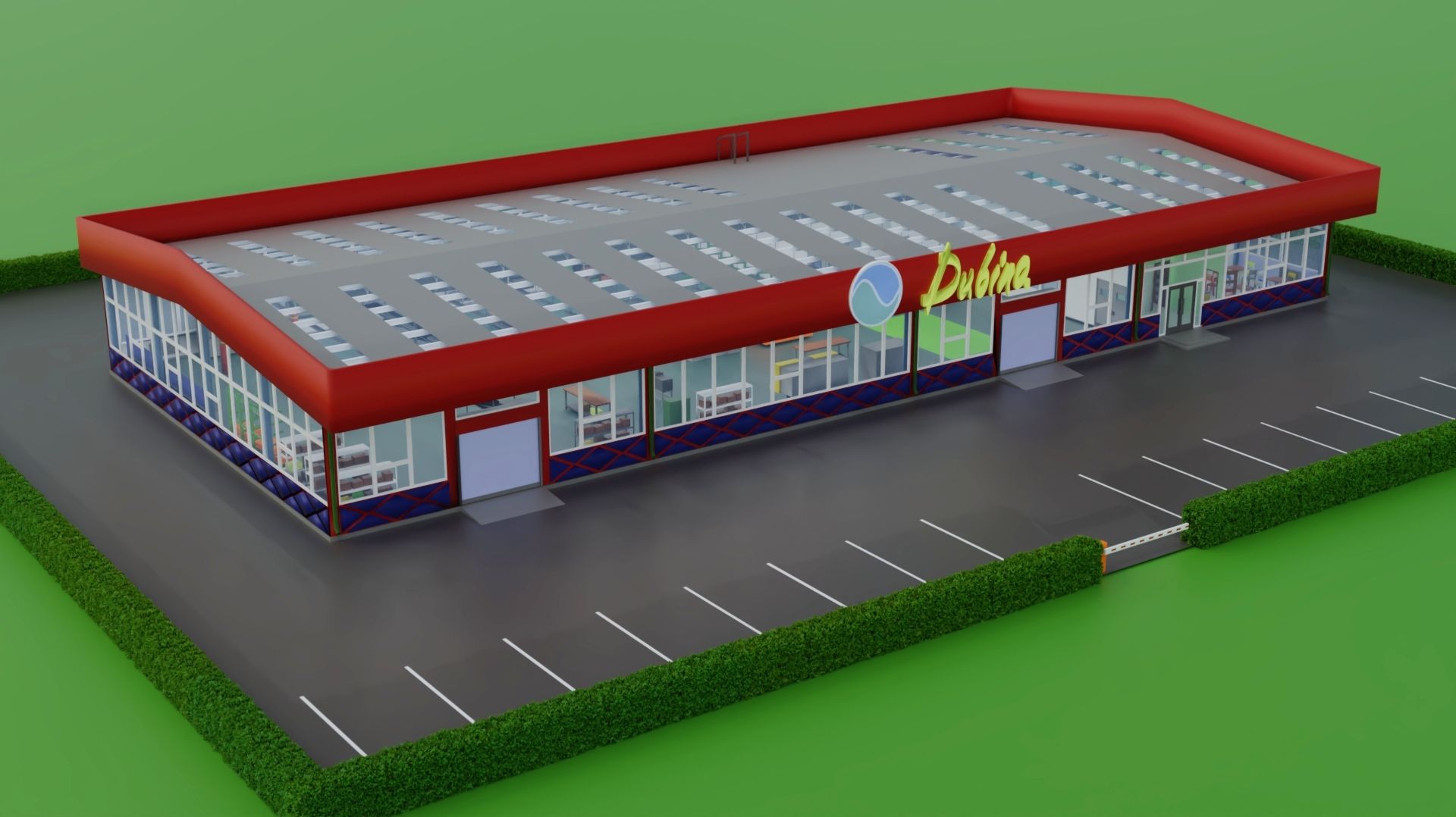 Установка зеленой изгороди Мини-завода в 3D-конструкторе Dubina