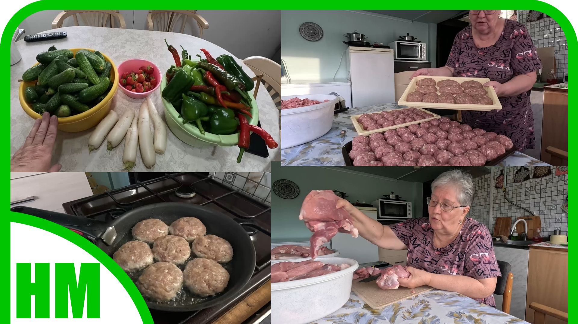 30 сентября. Делаю полуфабрикаты из мяса. Собрала последний урожай огурцов и перца.