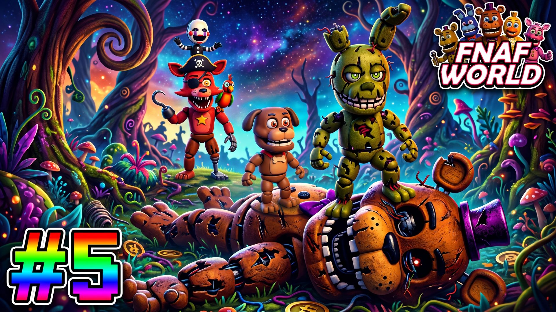СПРИНГТРАП СМОГ ПОБЕДИТЬ ОГРОМНОГО БОССА во FNAF WORLD #5