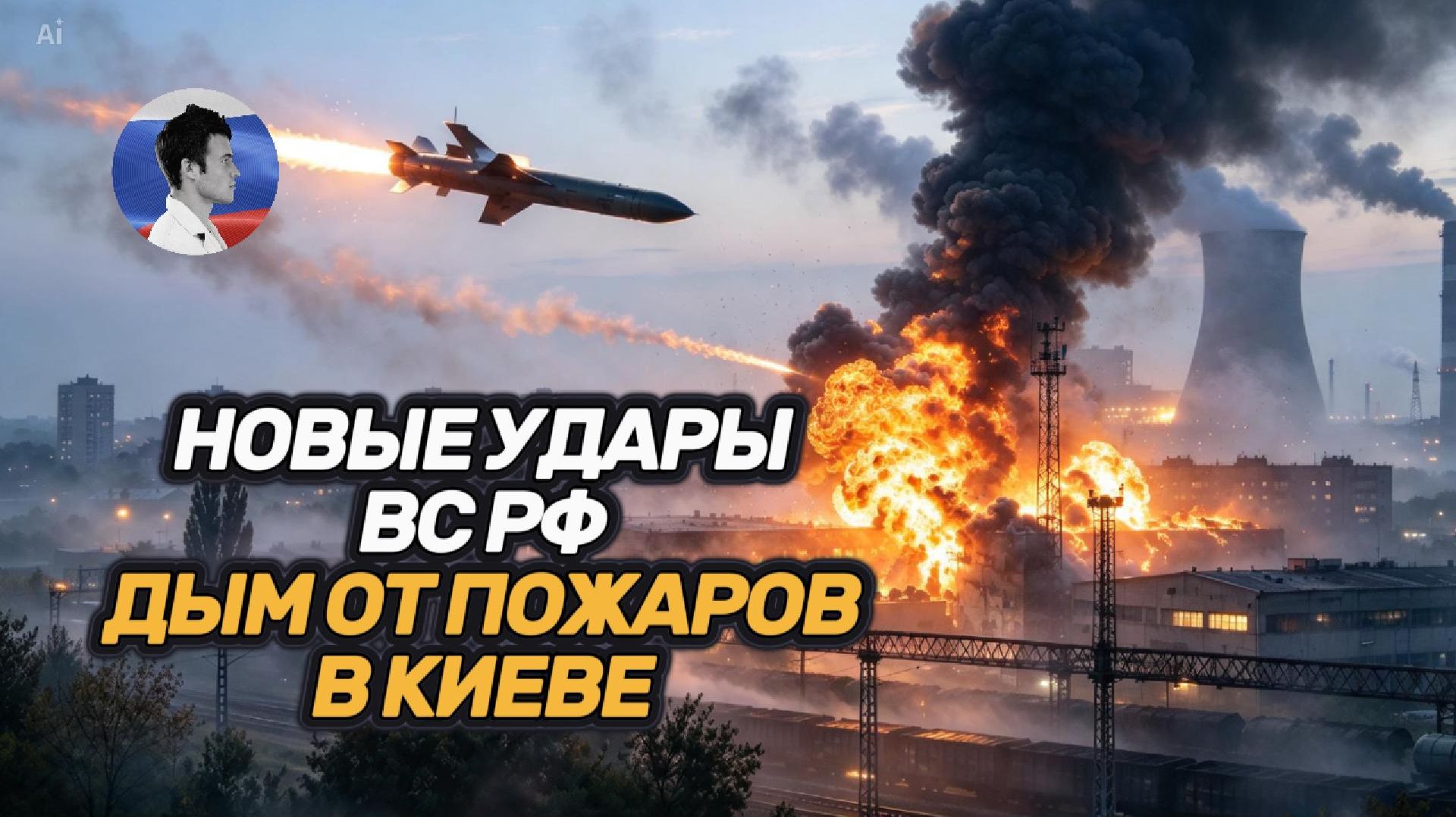 Киев затянуло дымом. Мощный удар ВС РФ по энергетике и коммуникациям