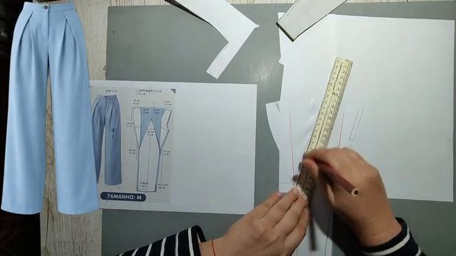 Моделирование. Широкие брюки со складками - брюки палаццо. Выкройка № 2230.