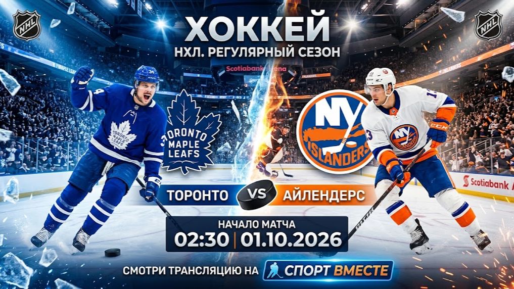 Торонто — Айлендерс Хоккей НХЛ 01.10.2026 Прямая Трансляция
