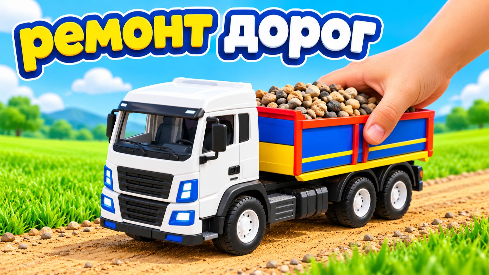 ИГРАЕМ В РЕМОНТ ДОРОГ. ЗАСТРЯВЩИЙ КАМАЗ и ТРАКТОР