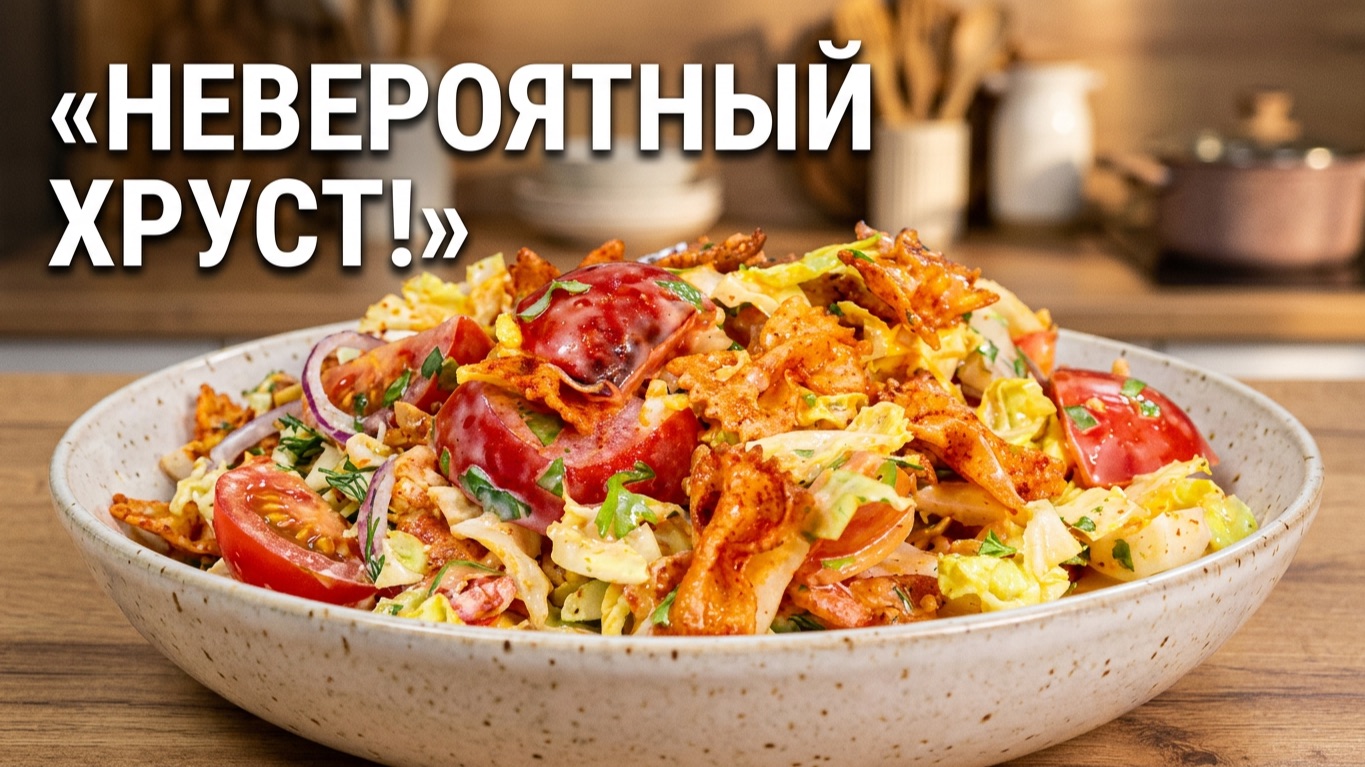 Взорвал соцсети не просто так! Самый ХРУСТЯЩИЙ салат с запечённой пастой