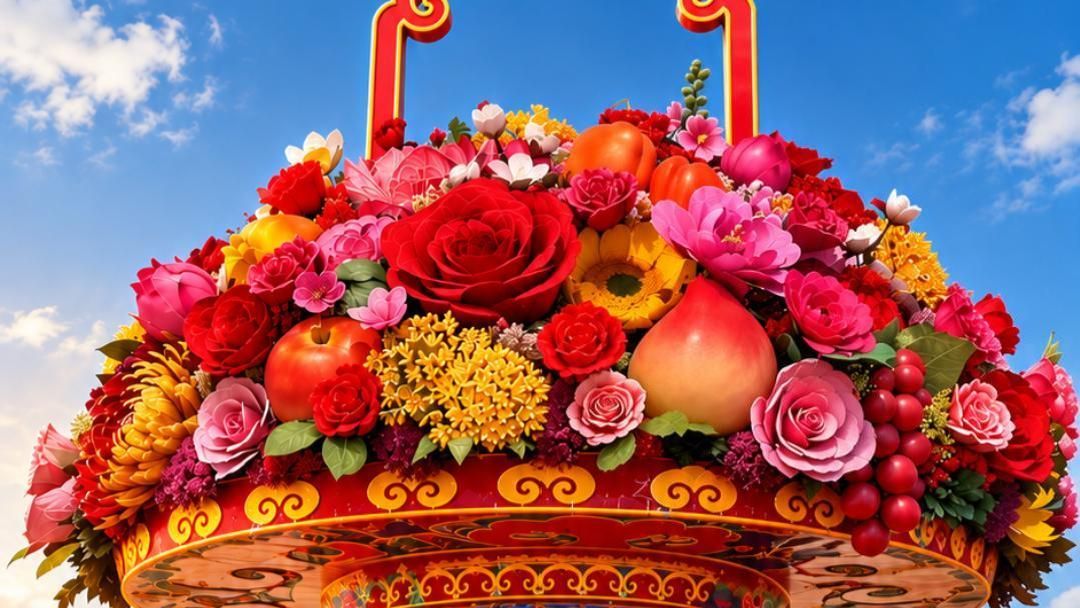 🌸🇨🇳Как изготовили гигантскую корзину с цветами на площади Тяньаньмэнь