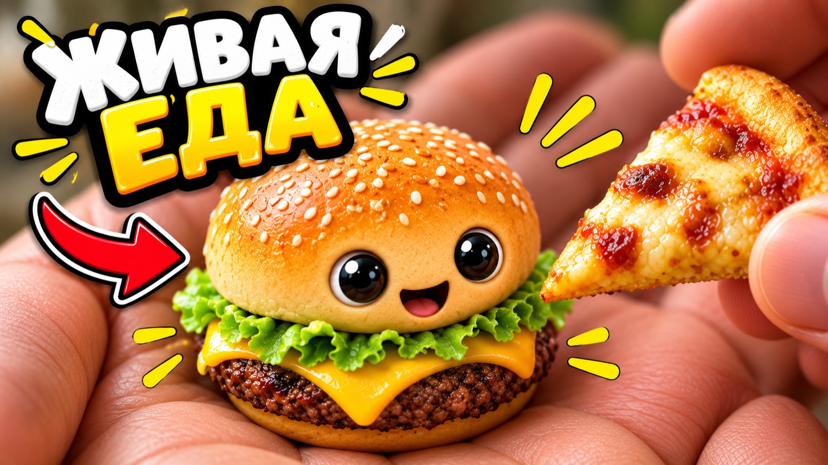 Живая еда кушает 🍔😍 Невероятно приятная ИИ-анимация как Мультики!
