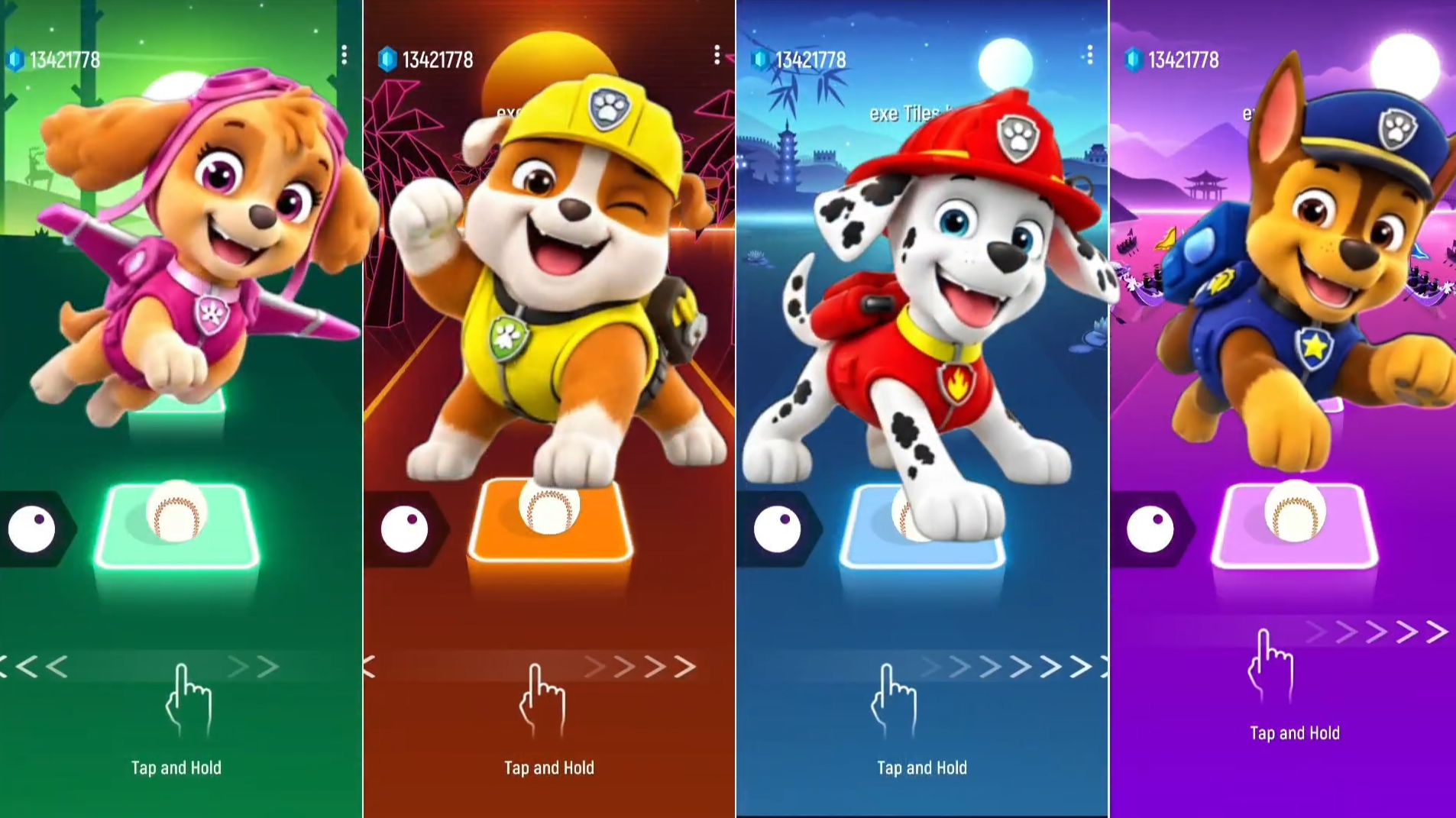 🐶Щенячий патруль | Играем в Tiles Hop с Гонщиком, Маршалом и Скай