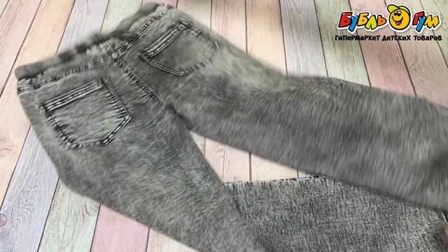 Брюки Lanson Kids джинсовые утепленные с эластичным поясом и шнурком серый - видео