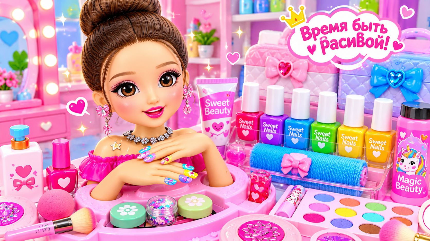 Мультики для девочек. 💄 Игровой набор для макияжа. Смотреть мультики для детей и малышей.