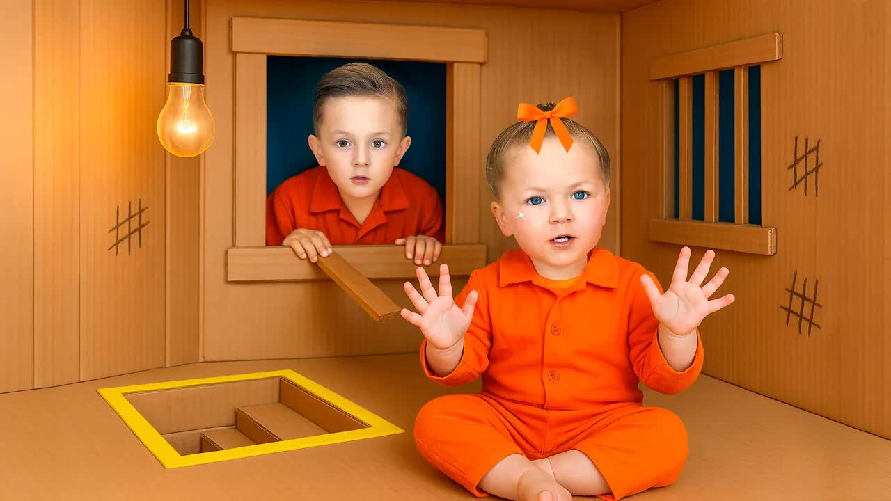 Ева и Ники сбегают из Картонной Тюрьмы!