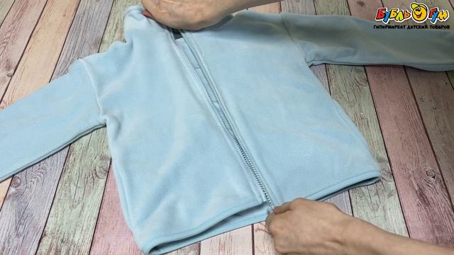Толстовка утепленная флисовая Lanson Kids на молнии с высоким воротом с нашивкой на плече голубая - видео