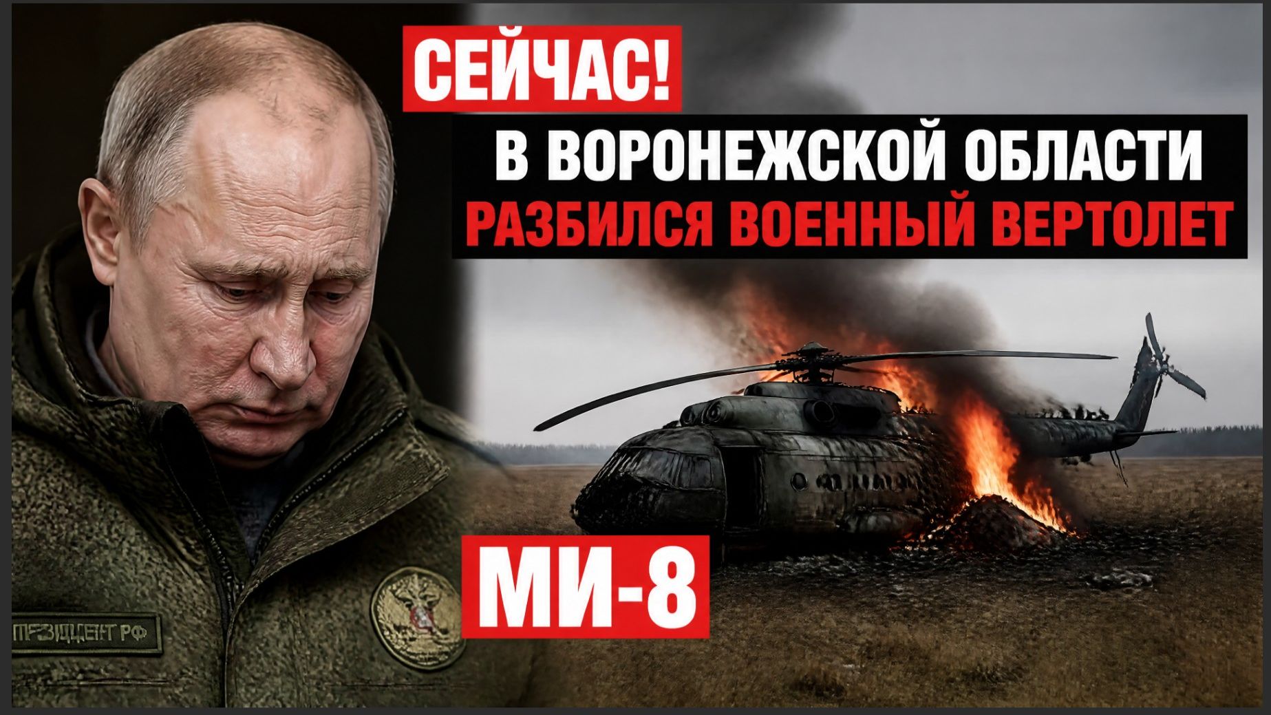 ⚡СЕЙЧАС КАТАСТРОФА! В Воронежской области разбился военный вертолет..Ми-8