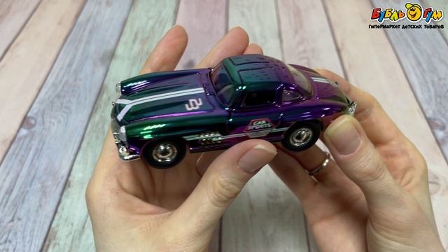 Машинка коллекционная LANSON TOYS Mercedes-Benz 300SL Coupé  металлическая с глянцевым покрытием и эффектом хамелеон с 3лет в ассортименте - видео