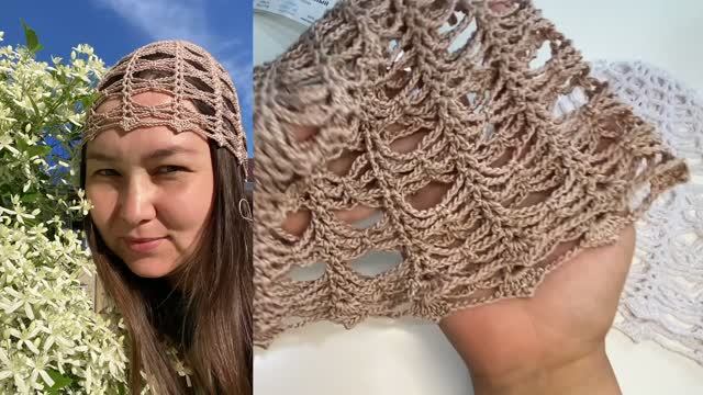 Летние панамки, косынки,  шапочки из хлопка крючком