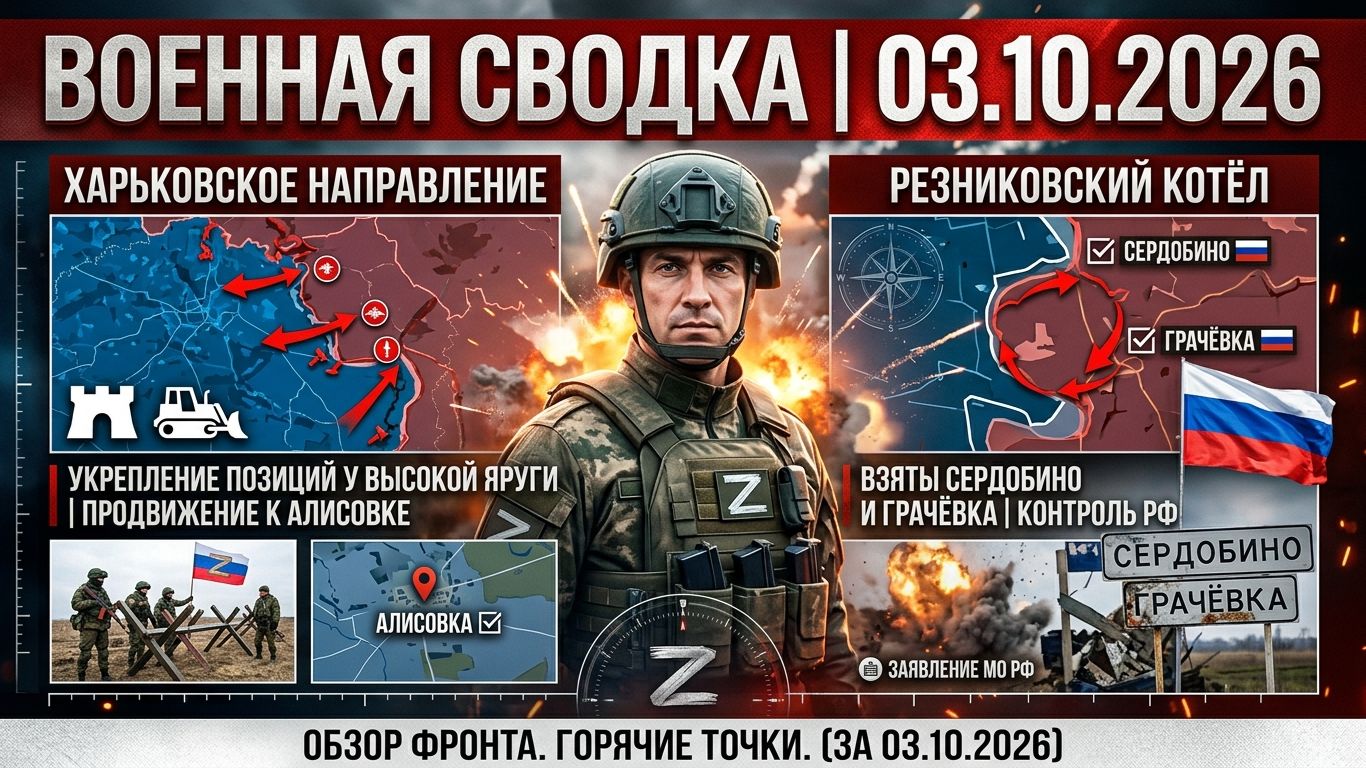«Харьковский котёл трещит: ВС РФ выходят на подступы к Алисовке!»: Военная сводка на 03.10.2026