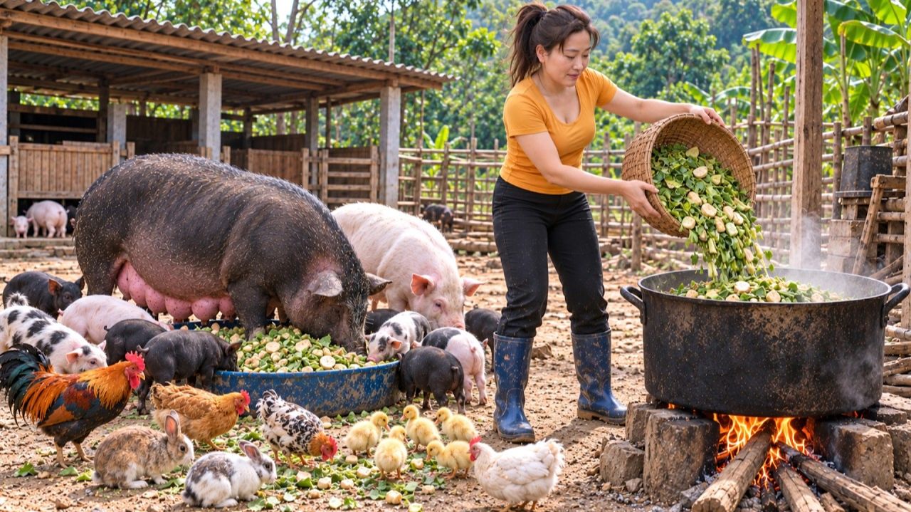🐖 Забота о кормящей свиноматке и ее поросятах с помощью горячих домашних обедов каждый день.