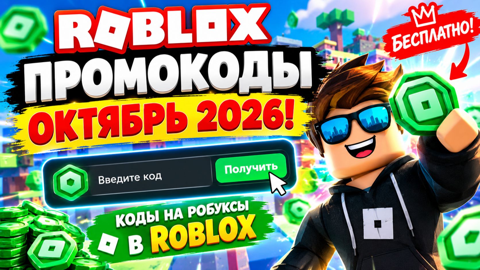 Промокоды Роблокс ОКТЯБРЬ 2026! Коды на Робуксы в ROBLOX ОКТЯБРЬ