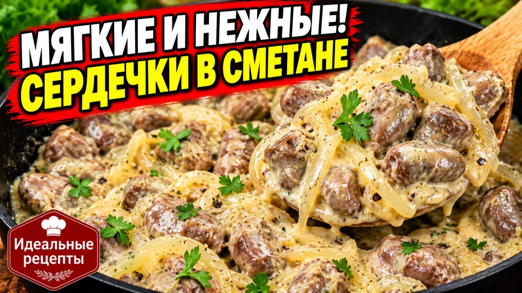КУРИНЫЕ СЕРДЕЧКИ В СМЕТАНЕ за 30 минут. Захочется приготовить еще 100 раз!