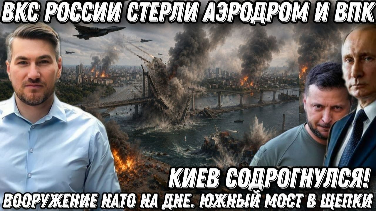 Киев содрогнулся! ВКС России стерли аэродром и ВПК! Вооружение НАТО на дне.Южный мост в щепки