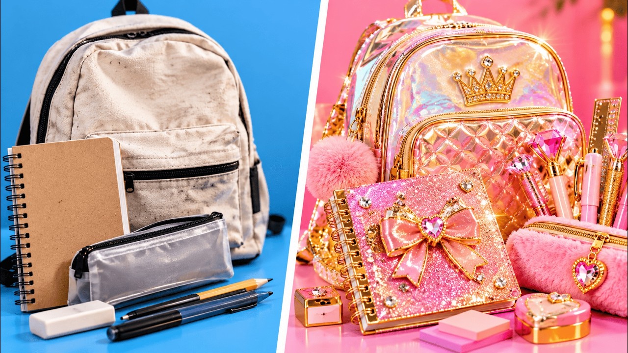 🎒💎 BUDGET VS ULTRA LUXURY STUDENT! DIY School Supplies & Gadgets | by 123 GO!