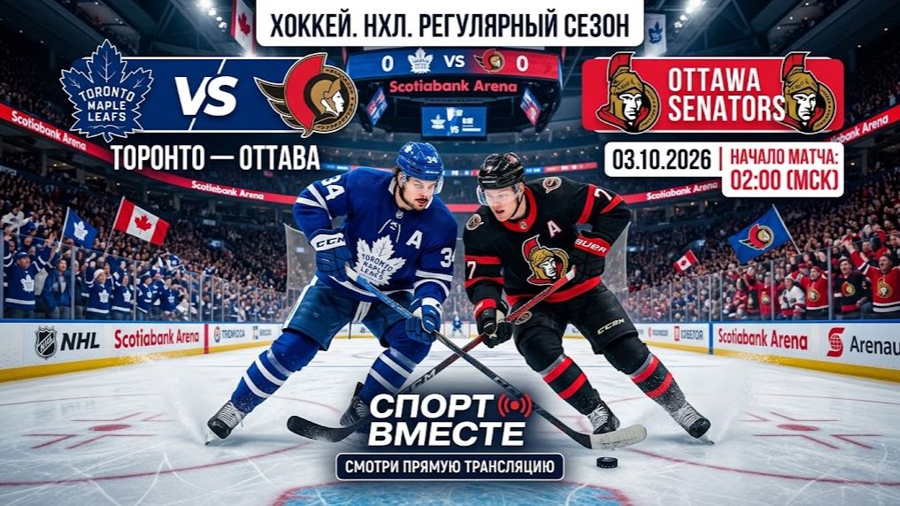 Торонто — Оттава  Хоккей НХЛ 04.10.2026 Прямая Трансляция