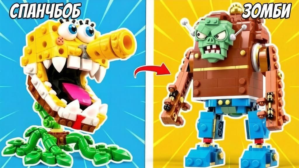 Я воссоздал Plants vs Zombies x SpongeBob в ЛЕГО